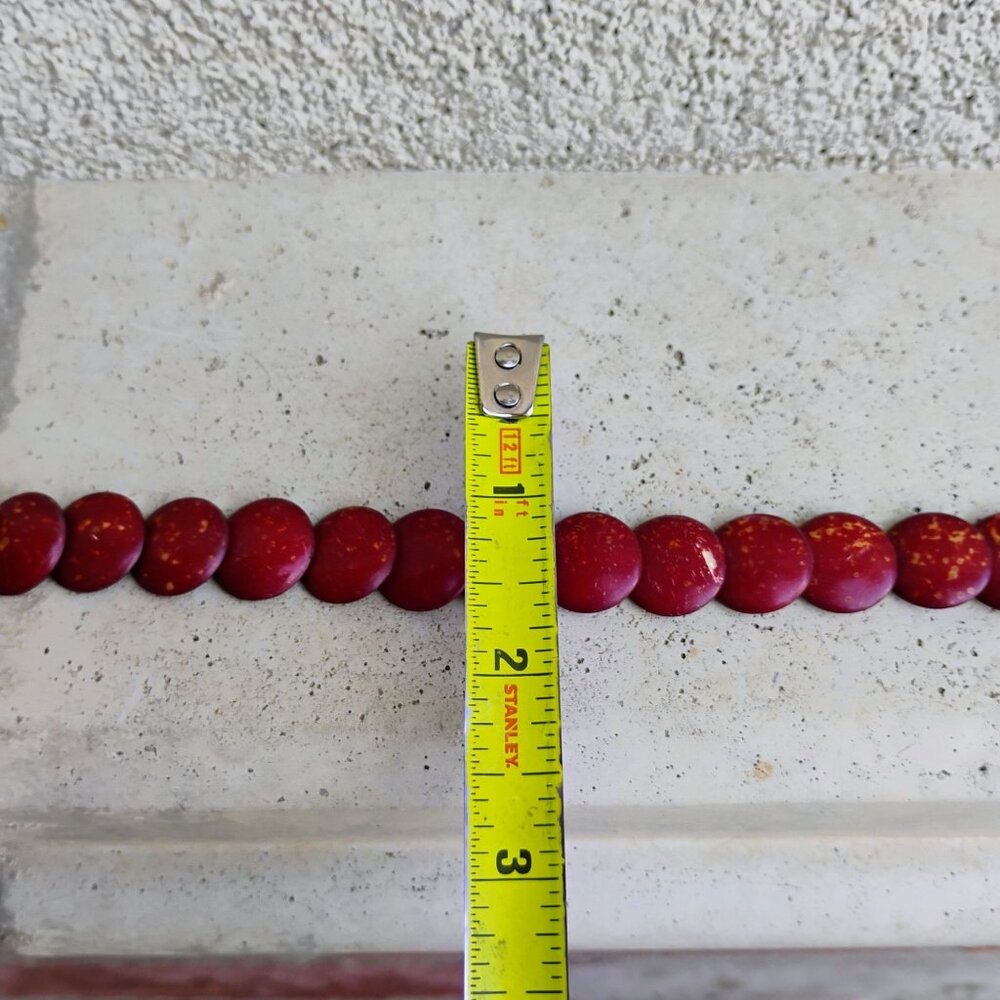 Vintage Artisan Glazed Graduated Red Disc Bead Necklace 19" Long Unique Boho - Picture 10 of 10